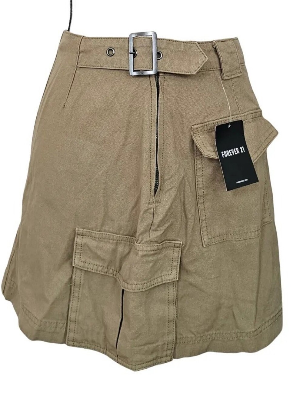 Forever 21 Khaki Utility Cargo Shorts with Buckle Belt